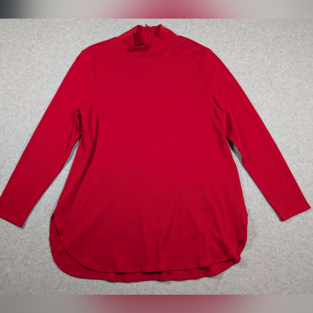 Chicos Women Top Size Large‎ Turtleneck Long Sleeve Swing Hem